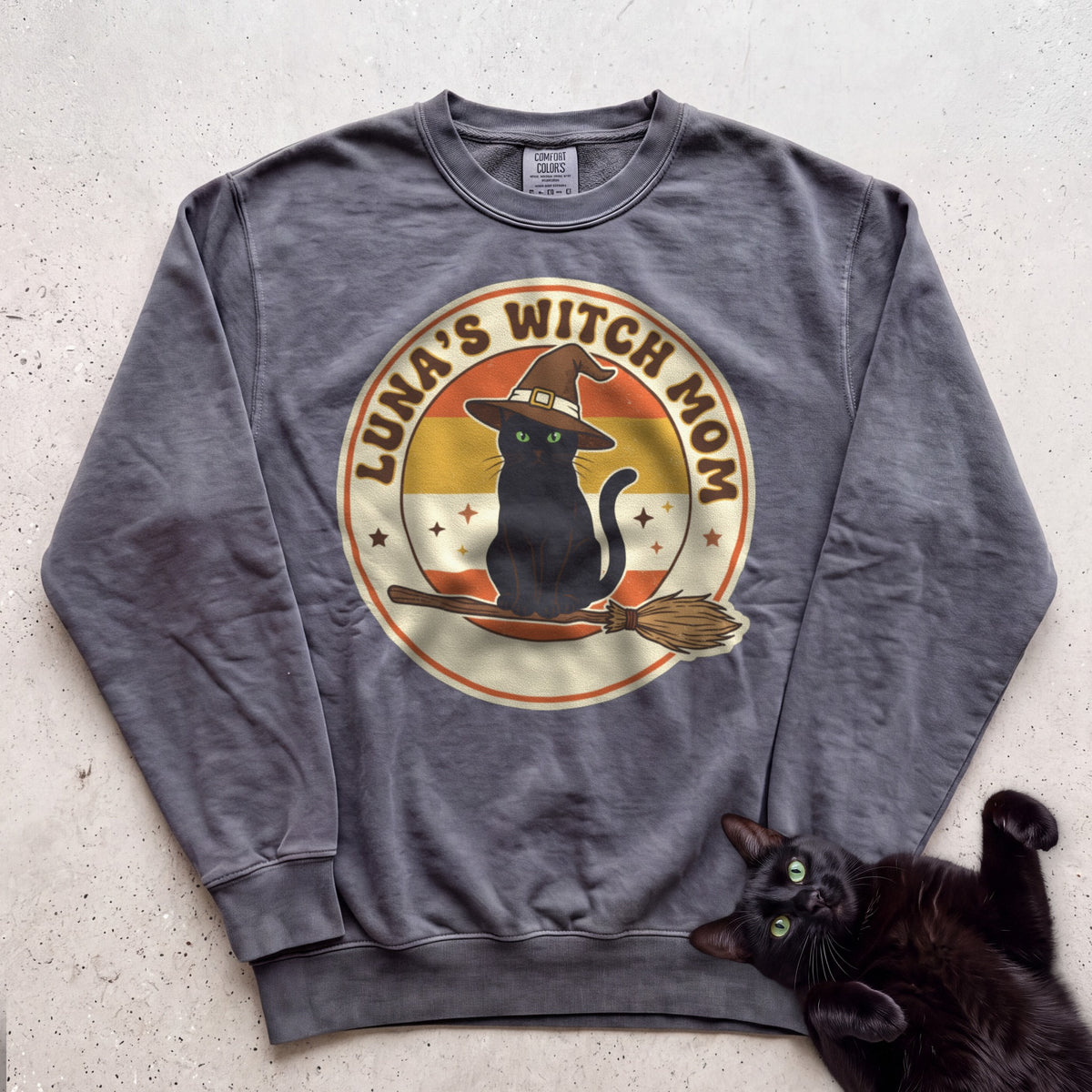Personalized Witch Mom Cat Sweatshirt - Pepper