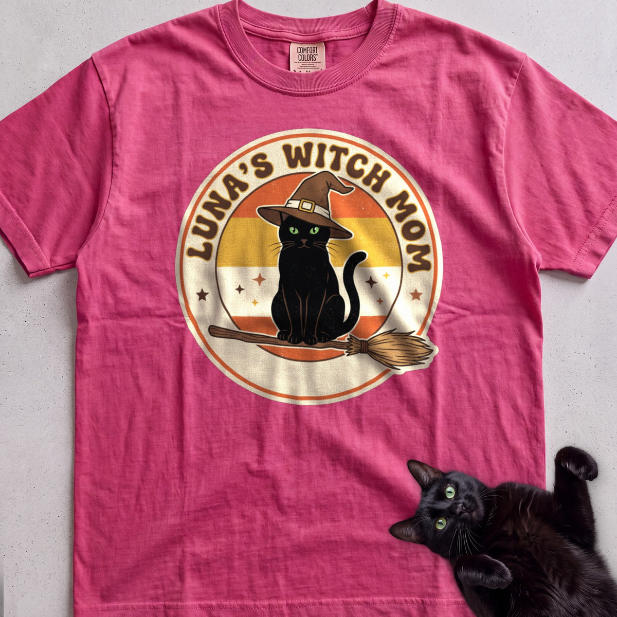 Personalized Witch Mom Cat T-Shirt - Crunchberry