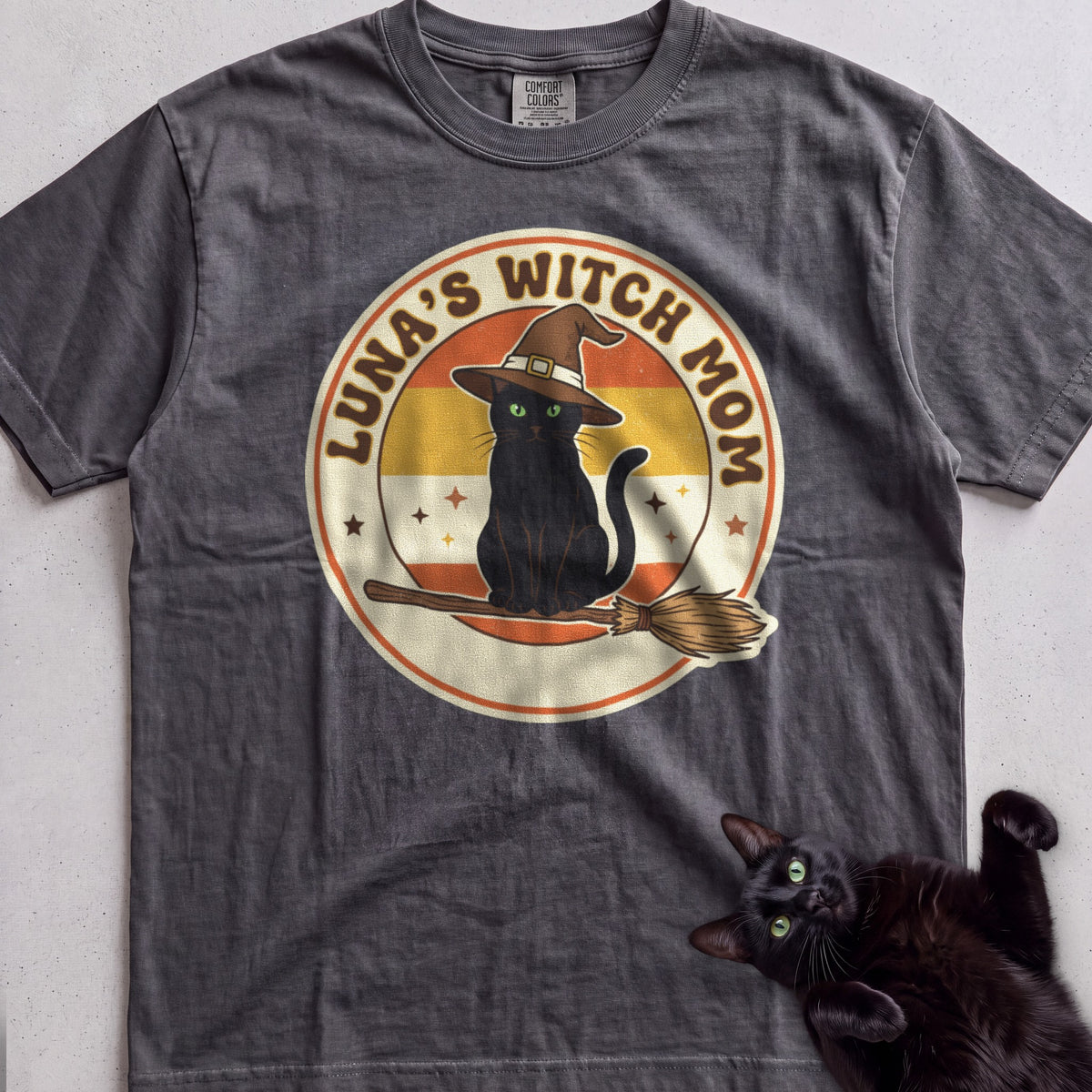 Personalized Witch Mom Cat T-Shirt - Pepper