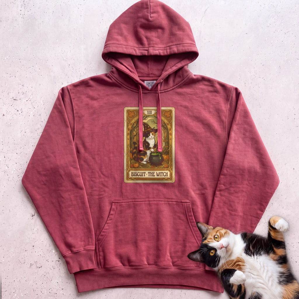Personalized Witch Tarot Cat Hoodie - Crimson
