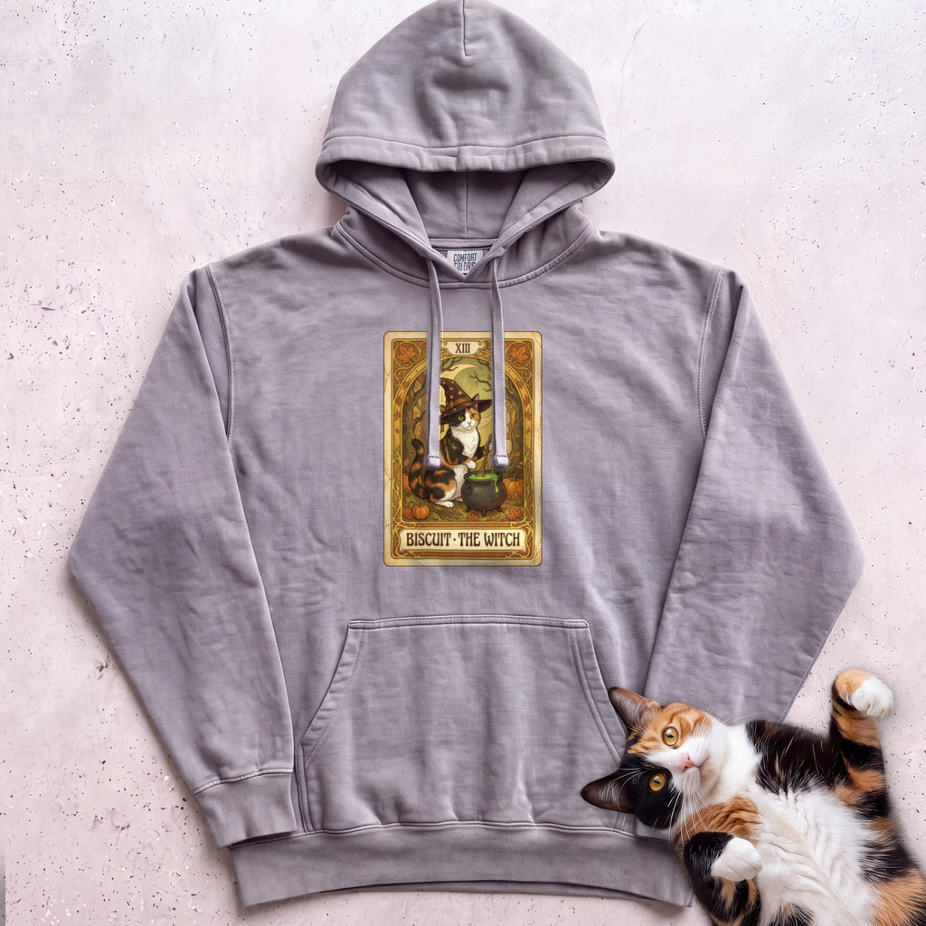 Personalized Witch Tarot Cat Hoodie - Grey