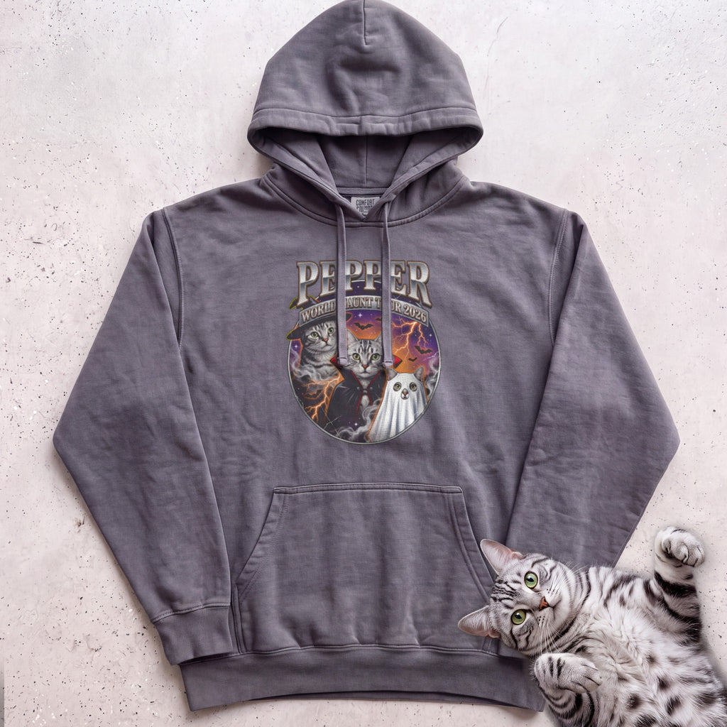 Personalized World Haunt Tour Cat Hoodie - Pepper