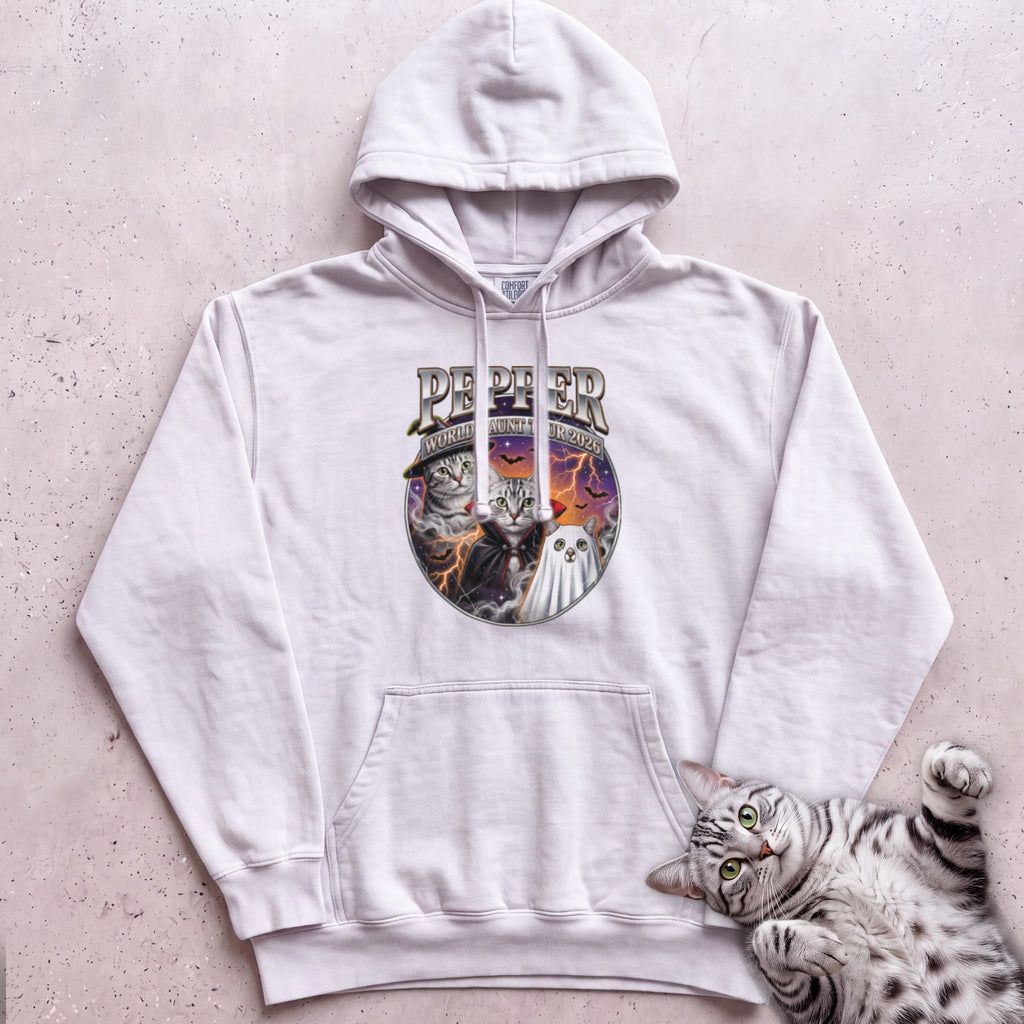 Personalized World Haunt Tour Cat Hoodie - White