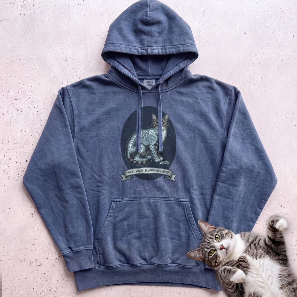 Personalized X-Ray Mischief Diagnosis Cat Hoodie - Denim