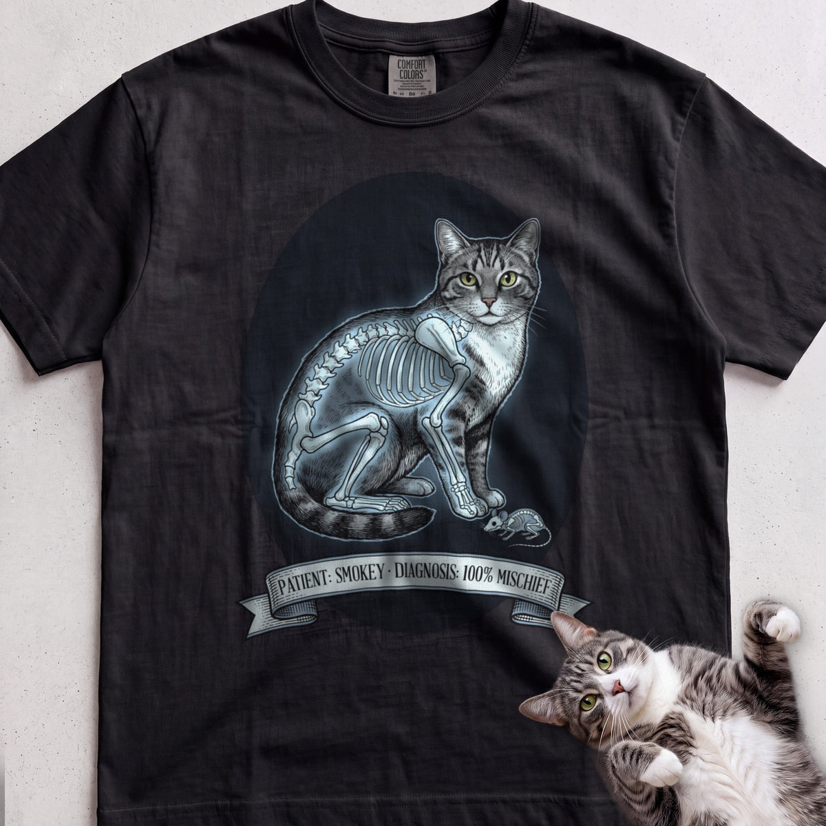 Personalized X-Ray Mischief Diagnosis Cat T-Shirt - Black