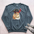 Pirate Ginger Cat Sweatshirt - Blue Spruce