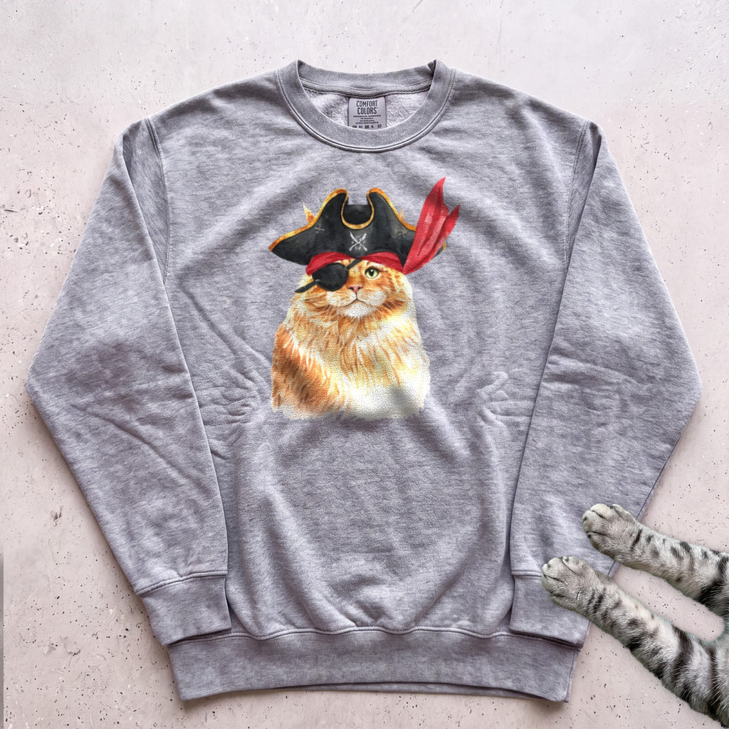 Pirate Ginger Cat Sweatshirt - Grey