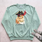 Pirate Ginger Cat Sweatshirt - Light Green