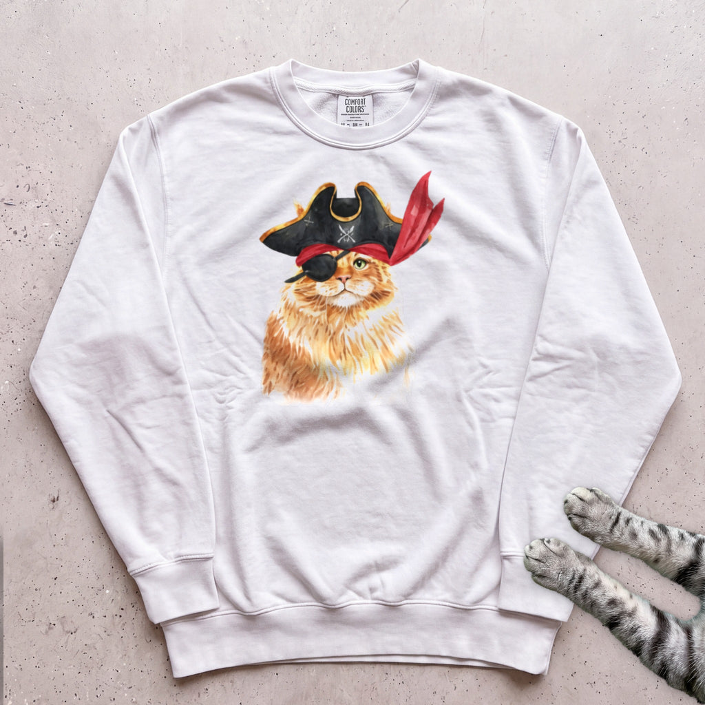 Pirate Ginger Cat Sweatshirt - White