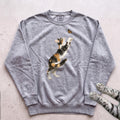 Playful Calico Cat & Butterfly Sweatshirt - Grey