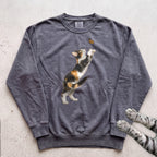 Playful Calico Cat & Butterfly Sweatshirt - Pepper
