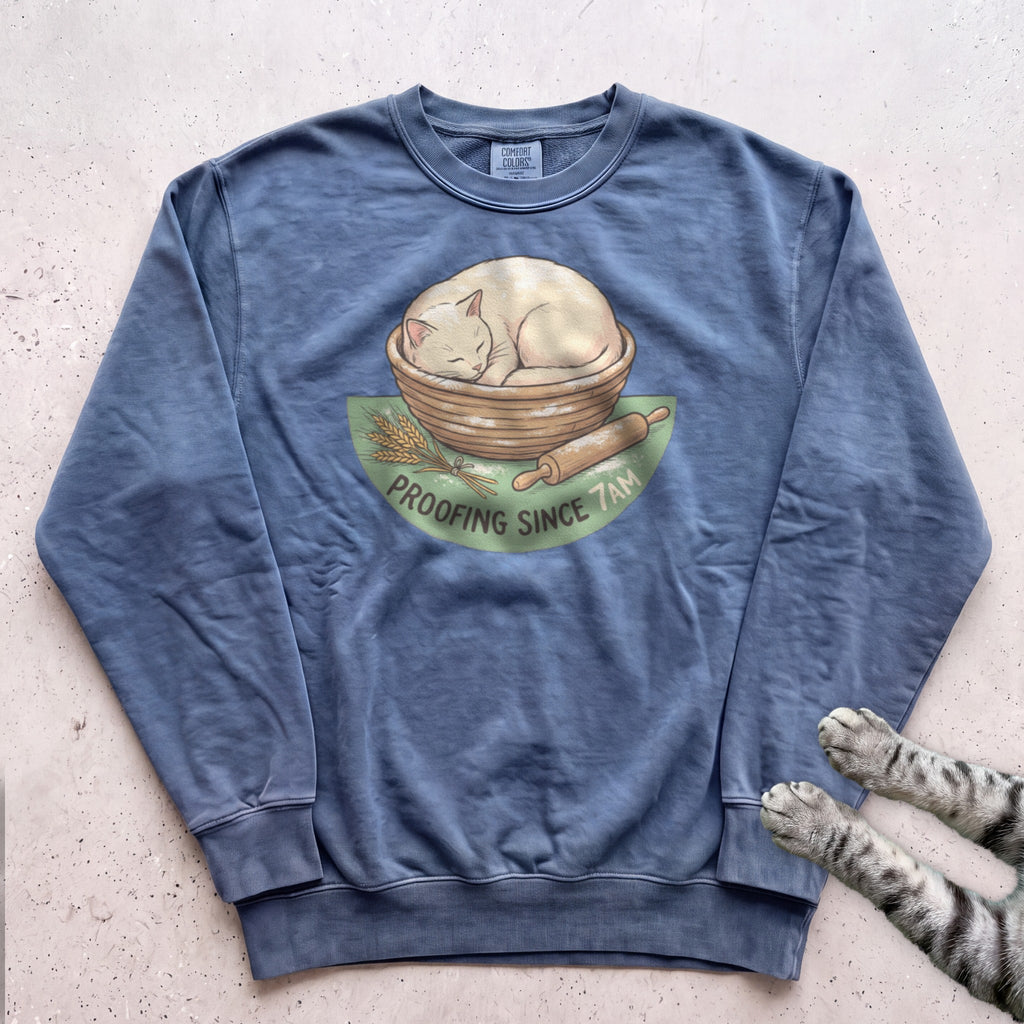 Proofing Since 7AM Cat Sweatshirt - Blue Jean