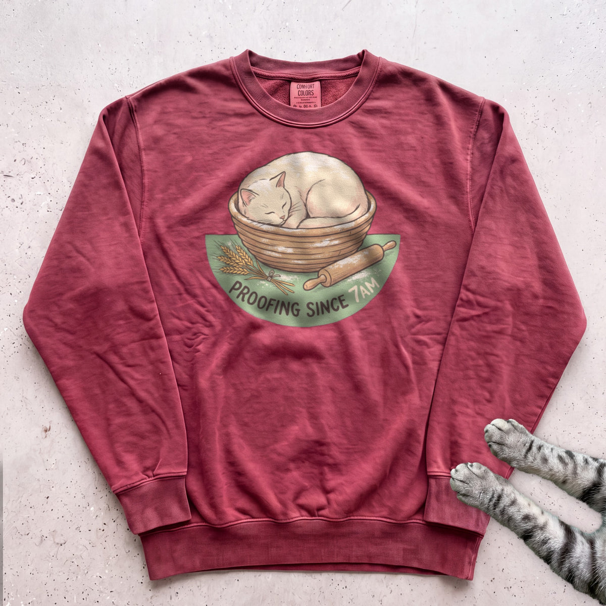 Proofing Since 7AM Cat Sweatshirt - Crimson