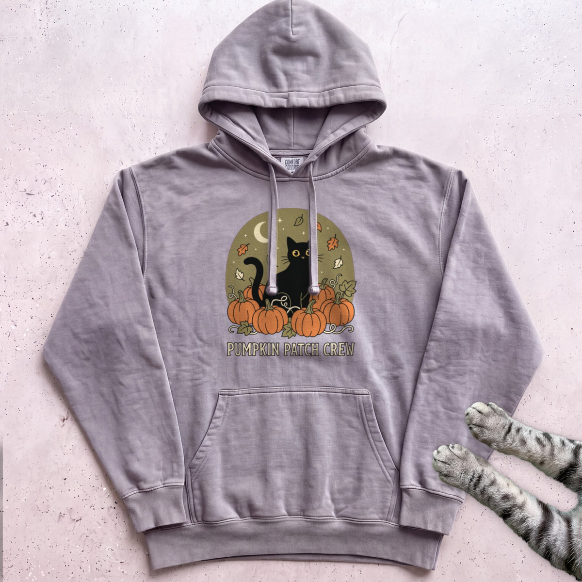Pumpkin Patch Crew Cat Hoodie - Grey