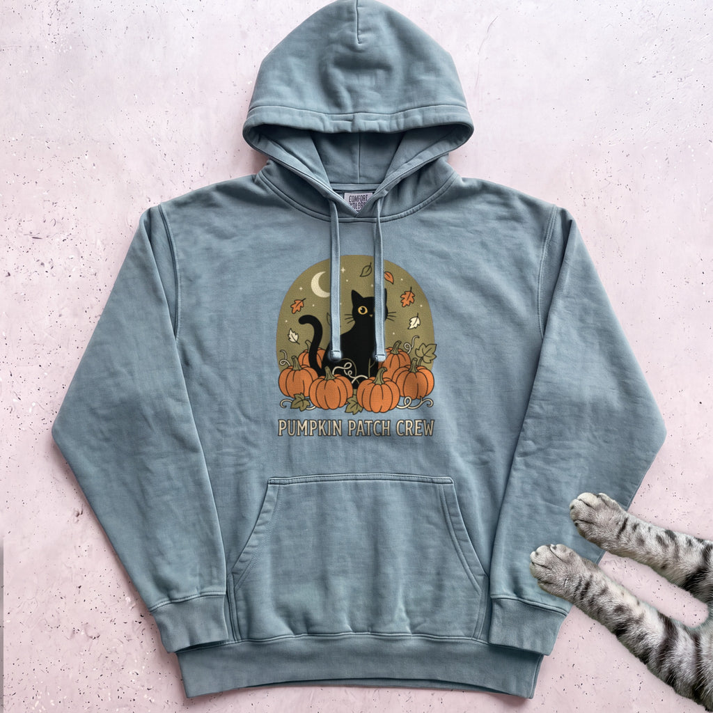 Pumpkin Patch Crew Cat Hoodie - Seafoam