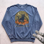 Pumpkin Patch Crew Cat Sweatshirt - Blue Jean