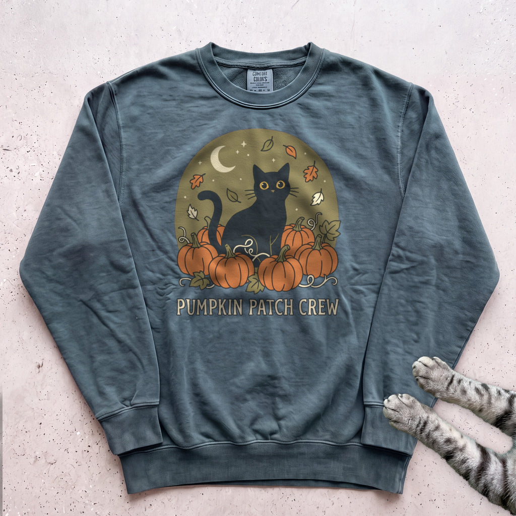Pumpkin Patch Crew Cat Sweatshirt - Blue Spruce