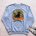 Pumpkin Patch Crew Cat Sweatshirt - Chambray