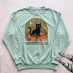 Pumpkin Patch Crew Cat Sweatshirt - Light Green