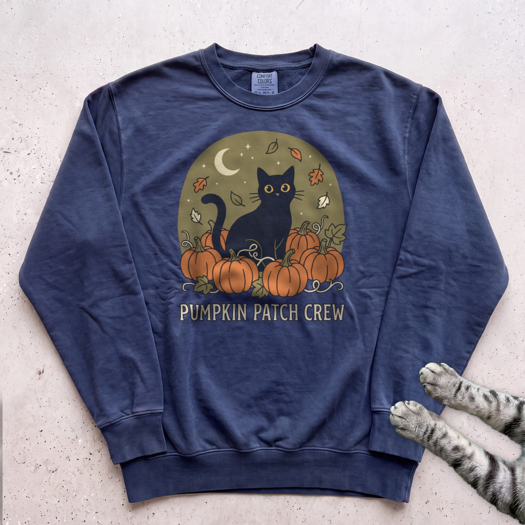 Pumpkin Patch Crew Cat Sweatshirt - True Navy