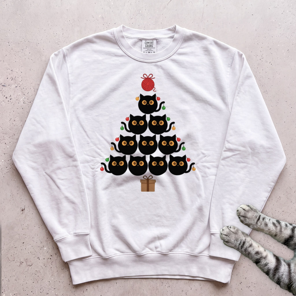 Purr-ty Tree Cat Sweatshirt - White
