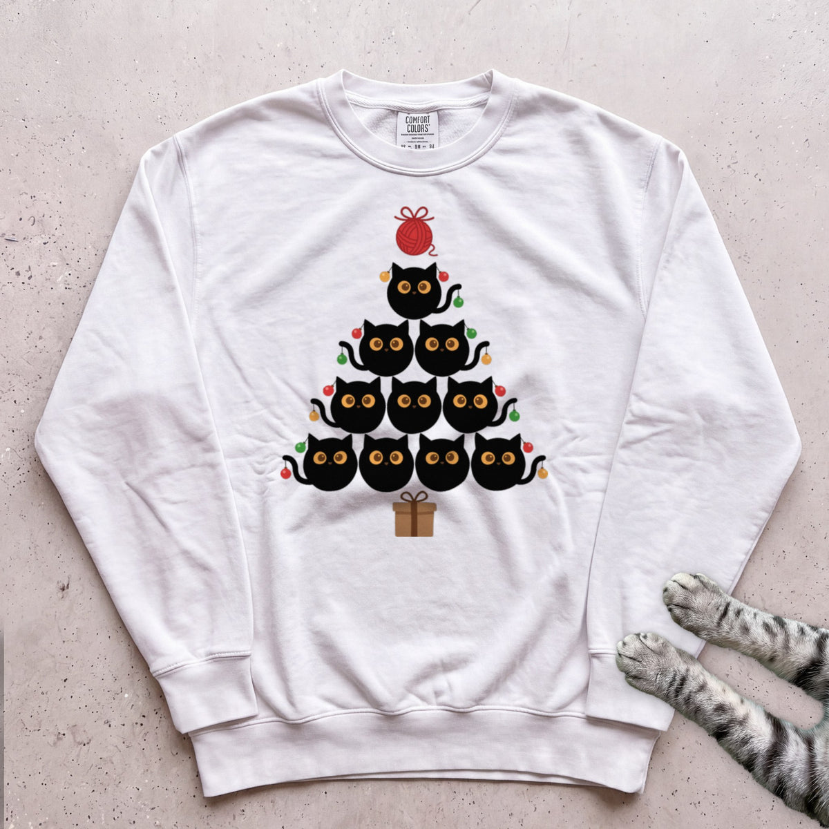 Purr-ty Tree Cat Sweatshirt - White