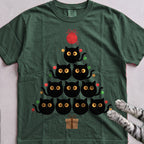 Purr-ty Tree Cat T-Shirt - Blue Spruce