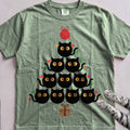 Purr-ty Tree Cat T-Shirt - Light Green