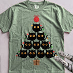 Purr-ty Tree Cat T-Shirt - Light Green