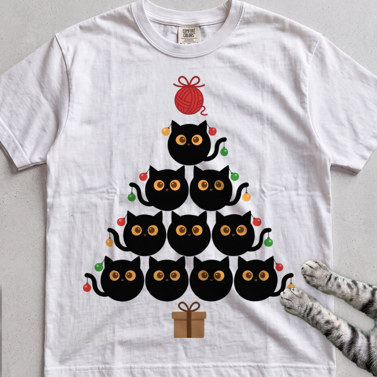Purr-ty Tree Cat T-Shirt - White
