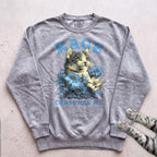 Rage Consumes Me Floral Cat Sweatshirt - Grey