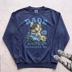 Rage Consumes Me Floral Cat Sweatshirt - True Navy