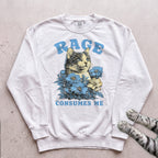 Rage Consumes Me Floral Cat Sweatshirt - White