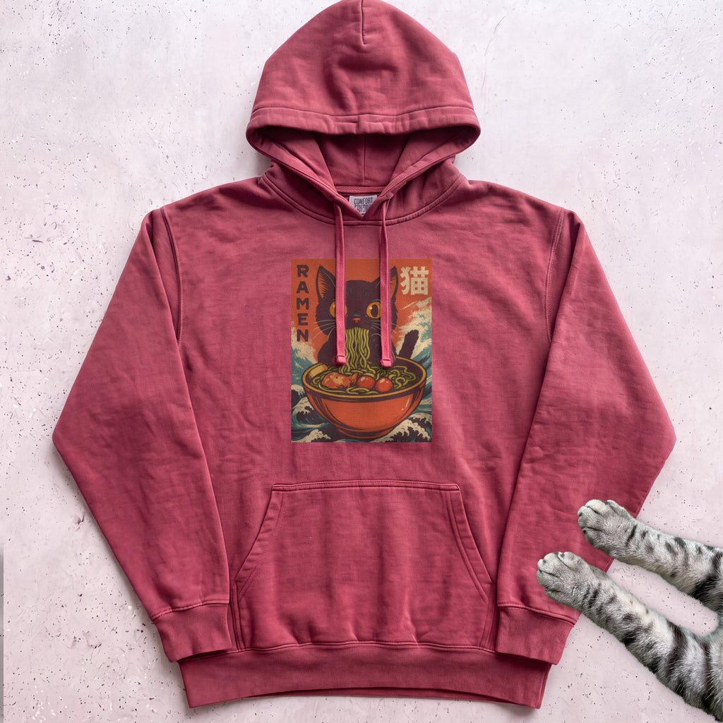 Ramen Cat Hoodie - Crimson