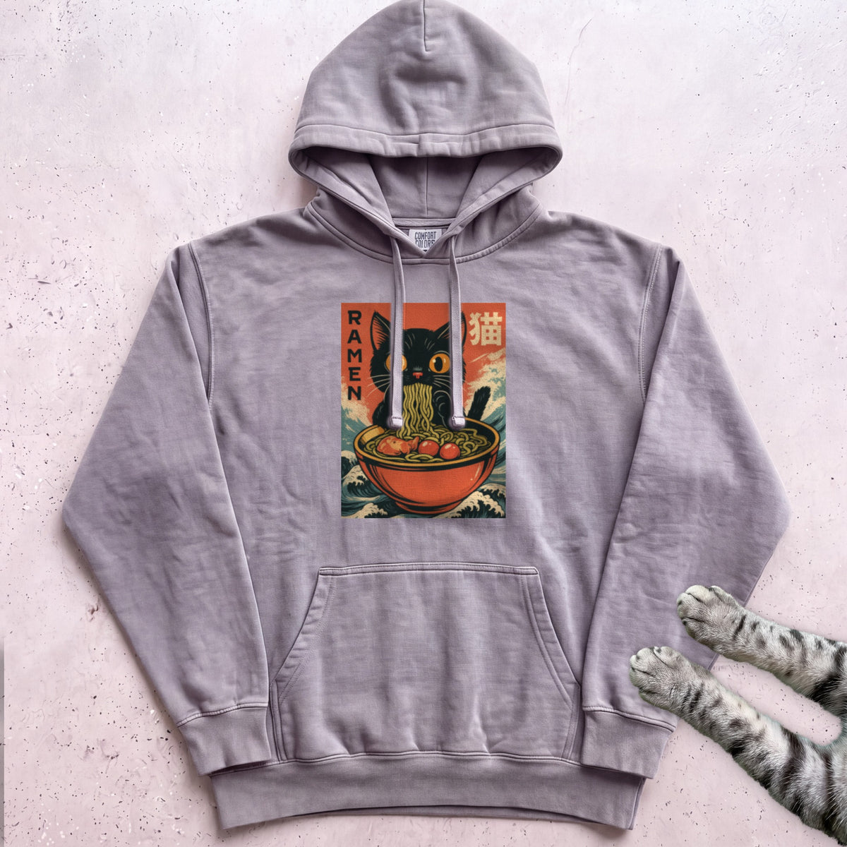 Ramen Cat Hoodie - Grey