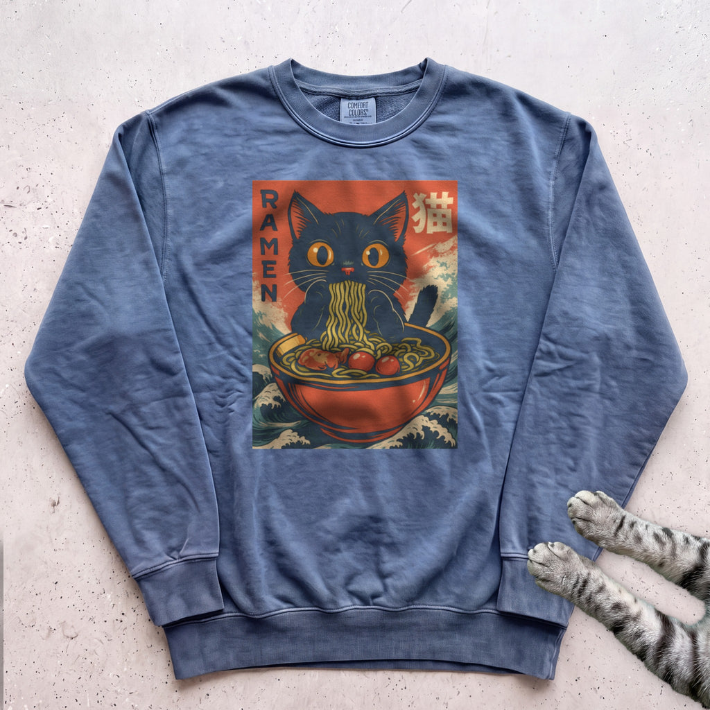 Ramen Cat Sweatshirt - Blue Jean