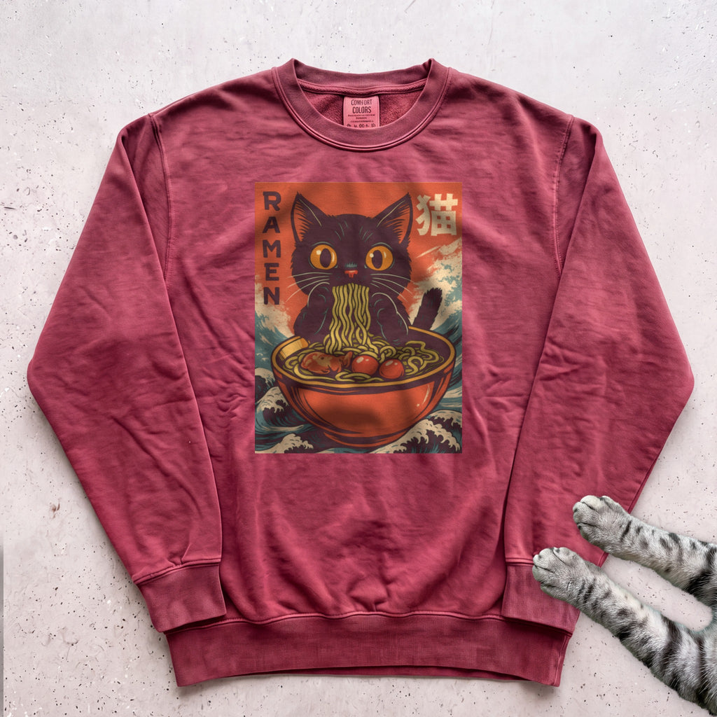 Ramen Cat Sweatshirt - Crimson