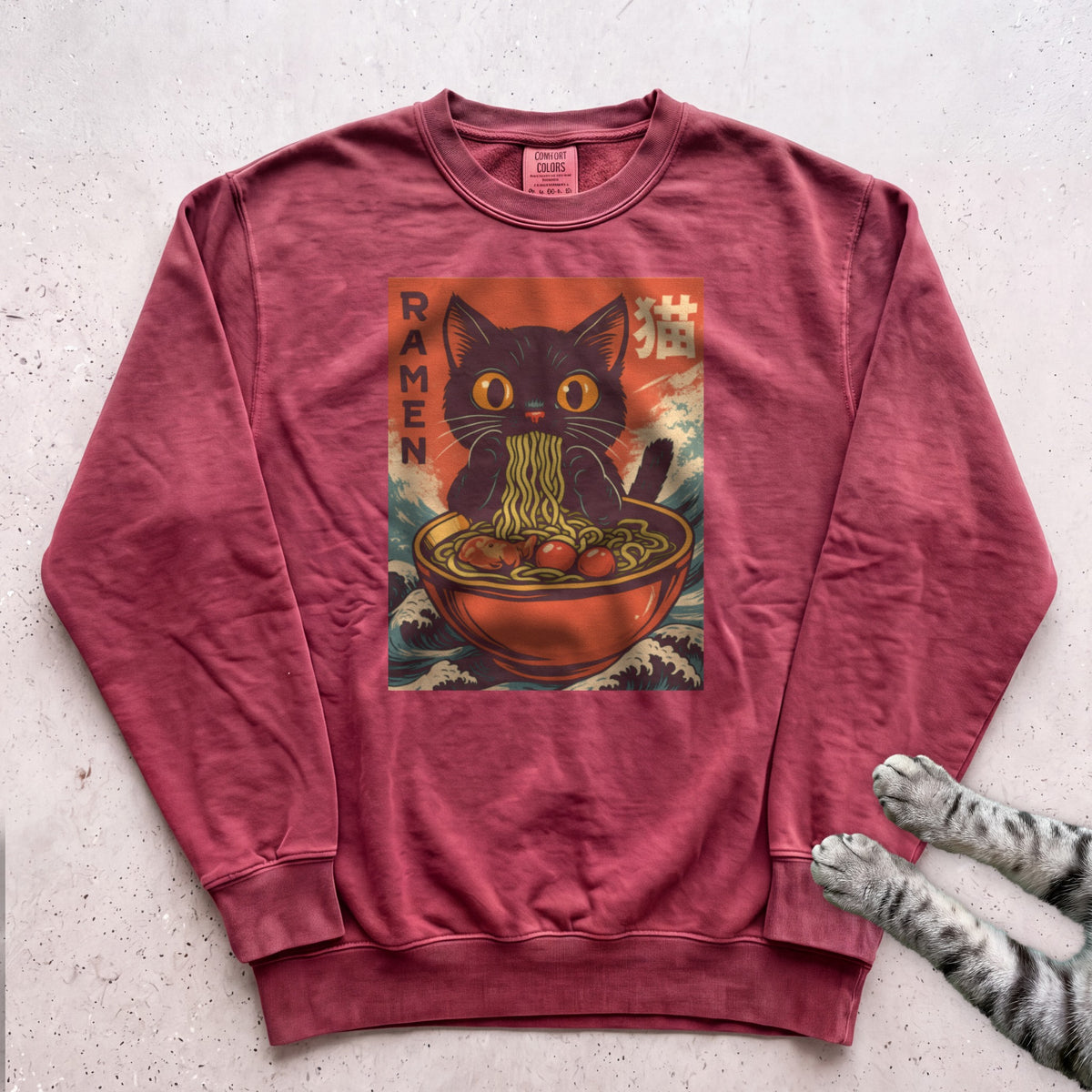 Ramen Cat Sweatshirt - Crimson