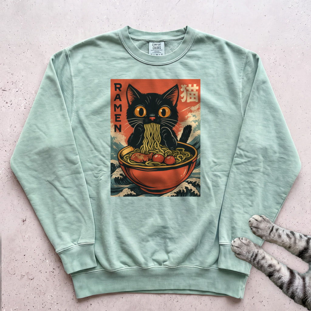 Ramen Cat Sweatshirt - Light Green