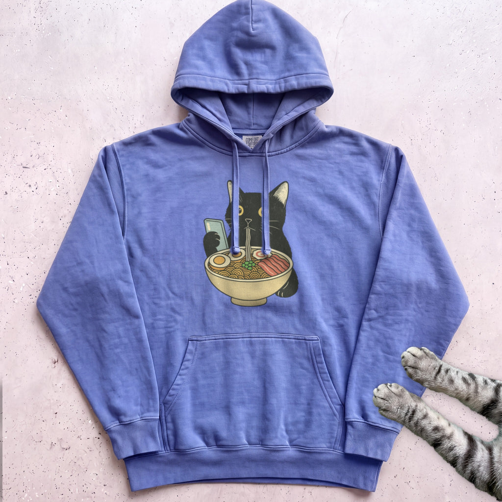 Ramen Date Cat Hoodie - Flo Blue