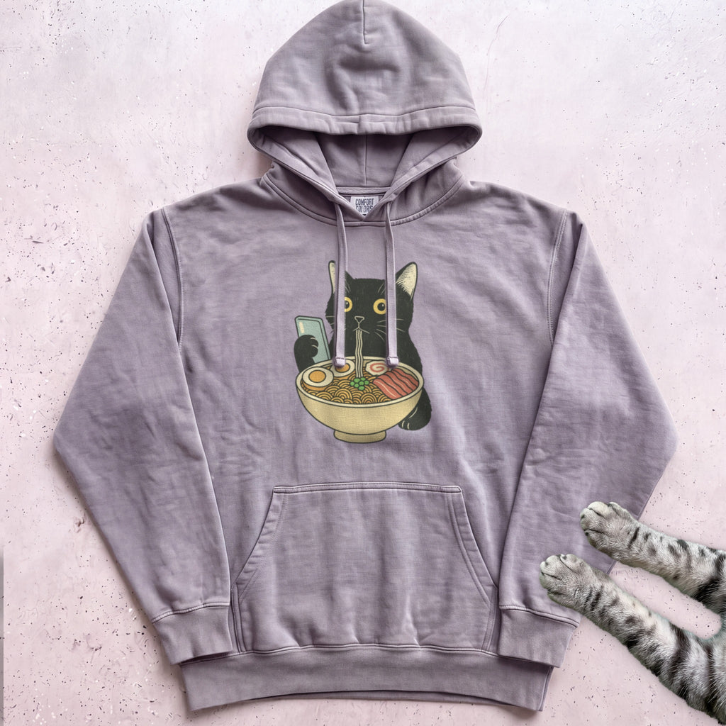 Ramen Date Cat Hoodie - Grey