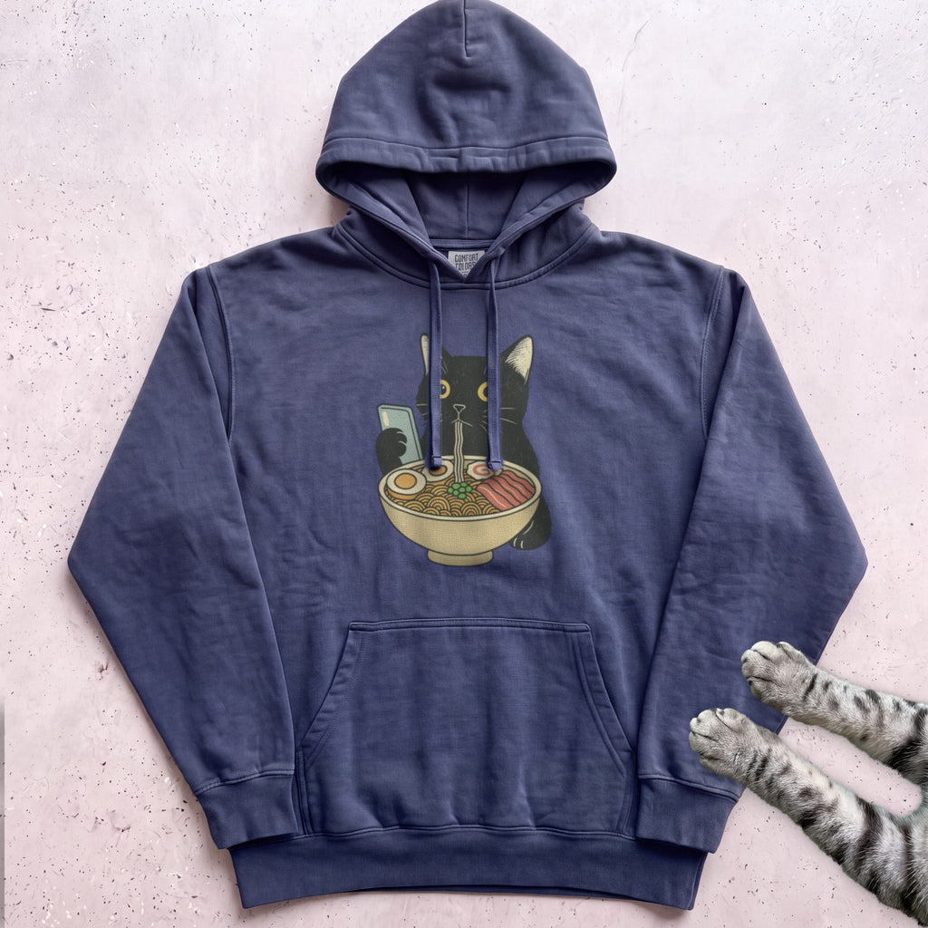 Ramen Date Cat Hoodie - True Navy