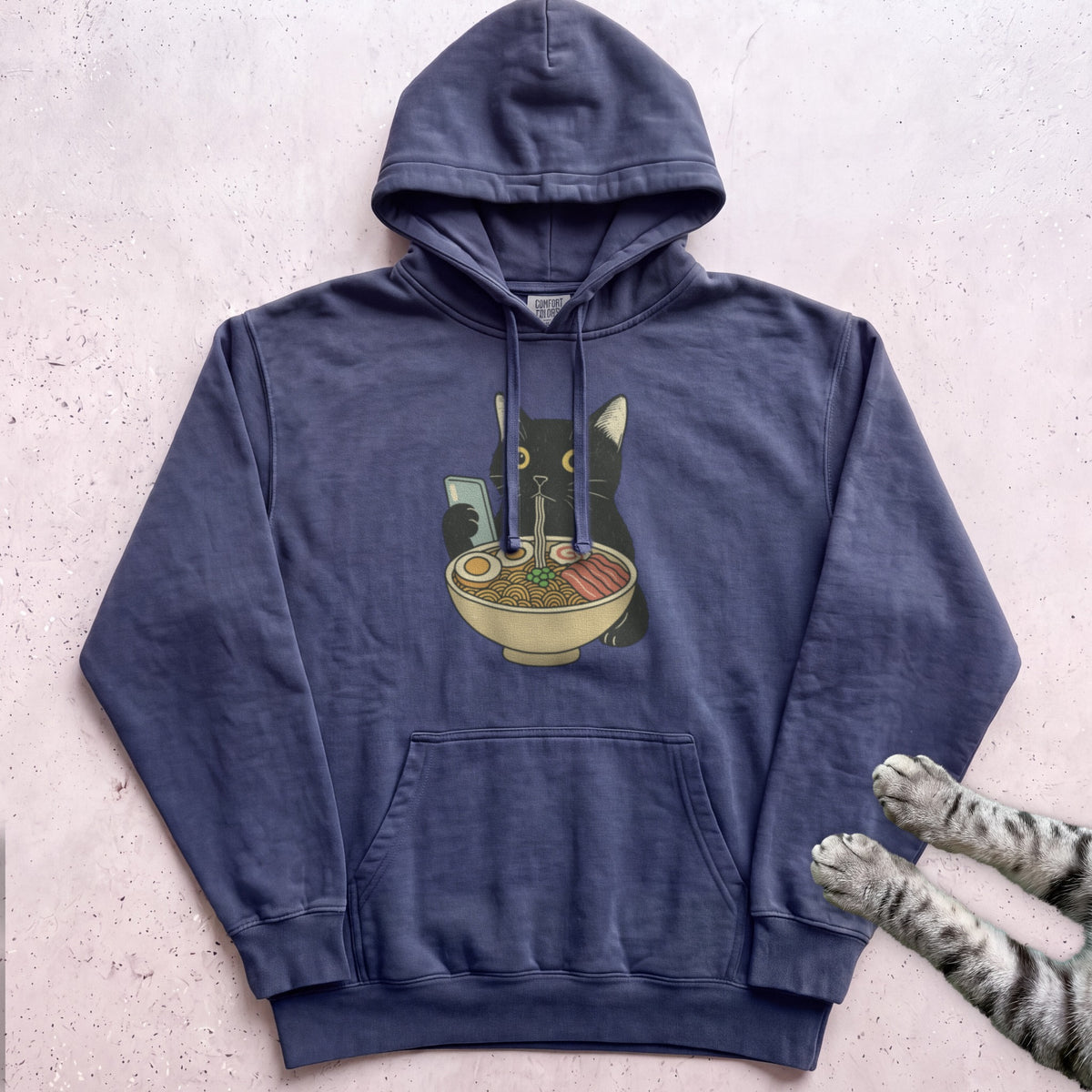Ramen Date Cat Hoodie - True Navy