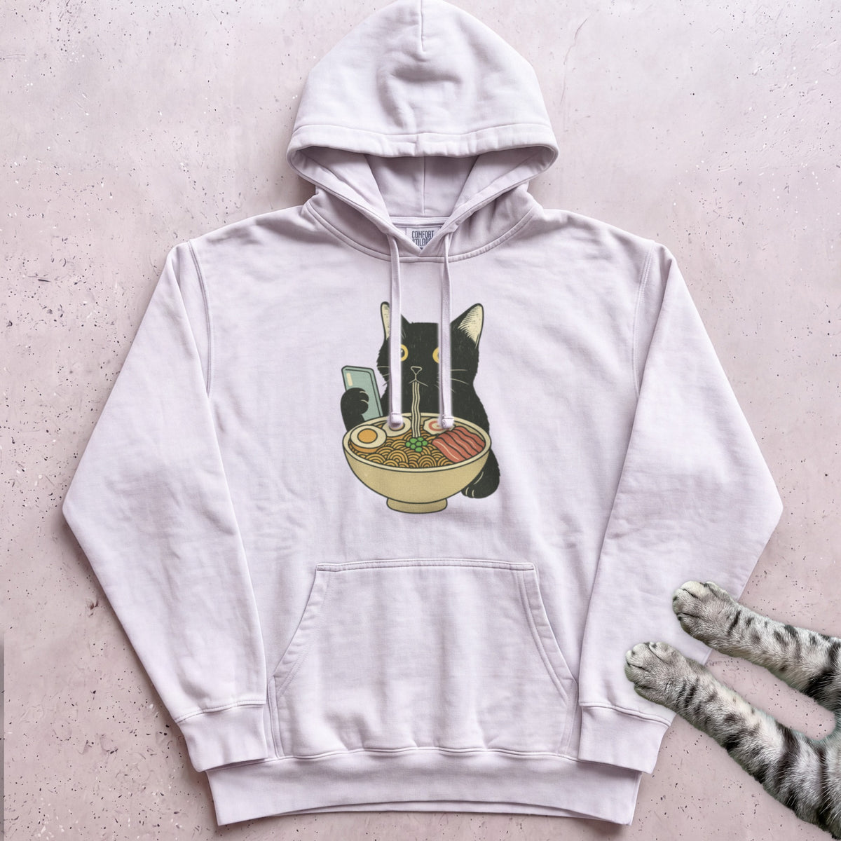 Ramen Date Cat Hoodie - White