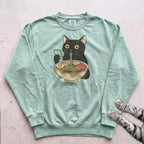Ramen Date Cat Sweatshirt - Light Green