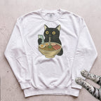 Ramen Date Cat Sweatshirt - White