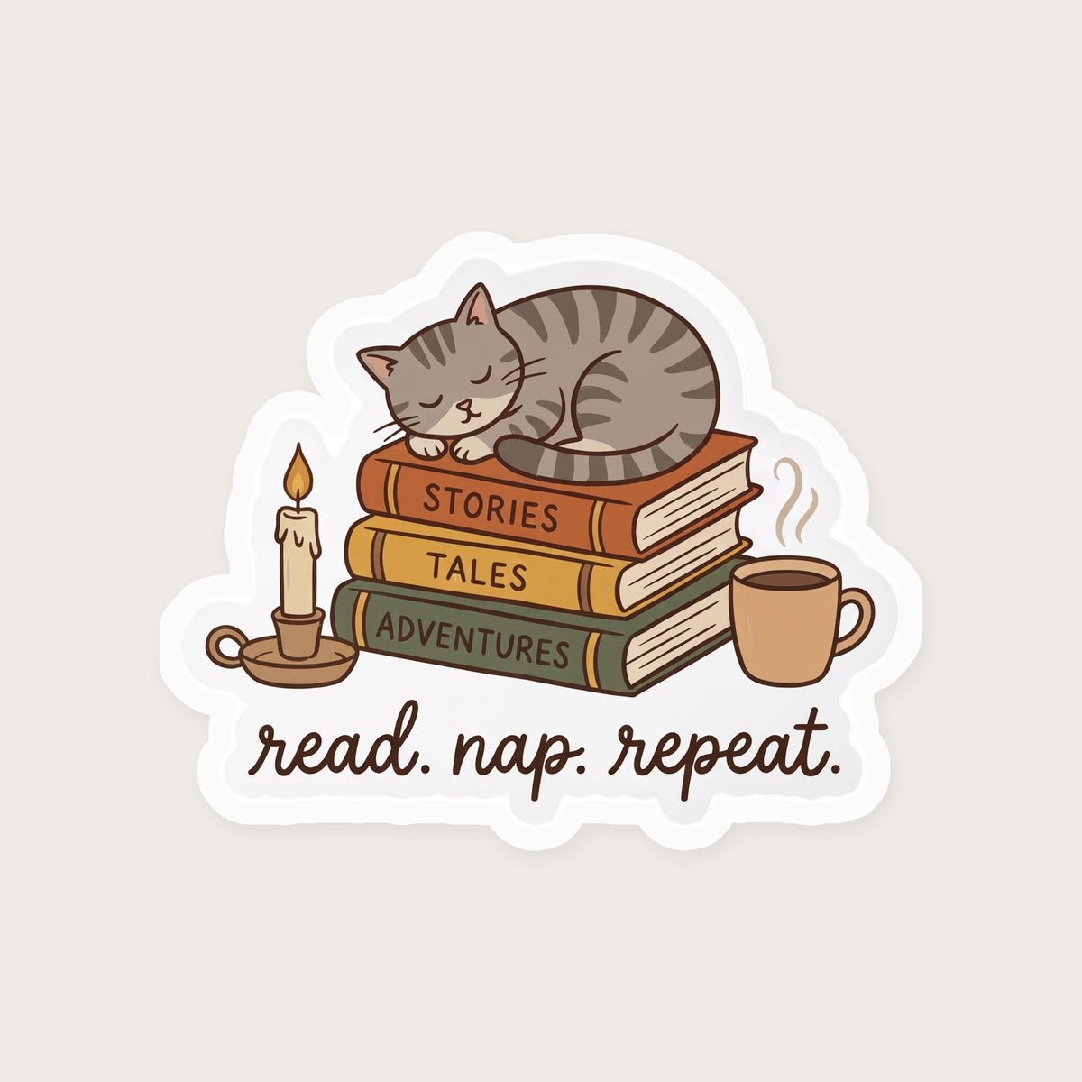 Read Nap Repeat Cat Sticker print detail