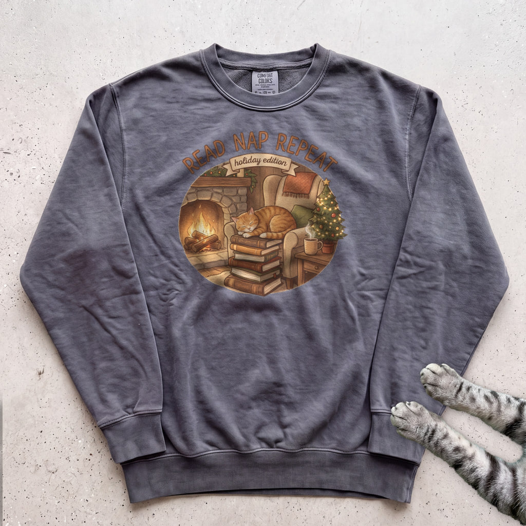 Read, Nap, Repeat Cat Sweatshirt - Pepper