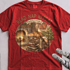Read, Nap, Repeat Cat T-Shirt - Red