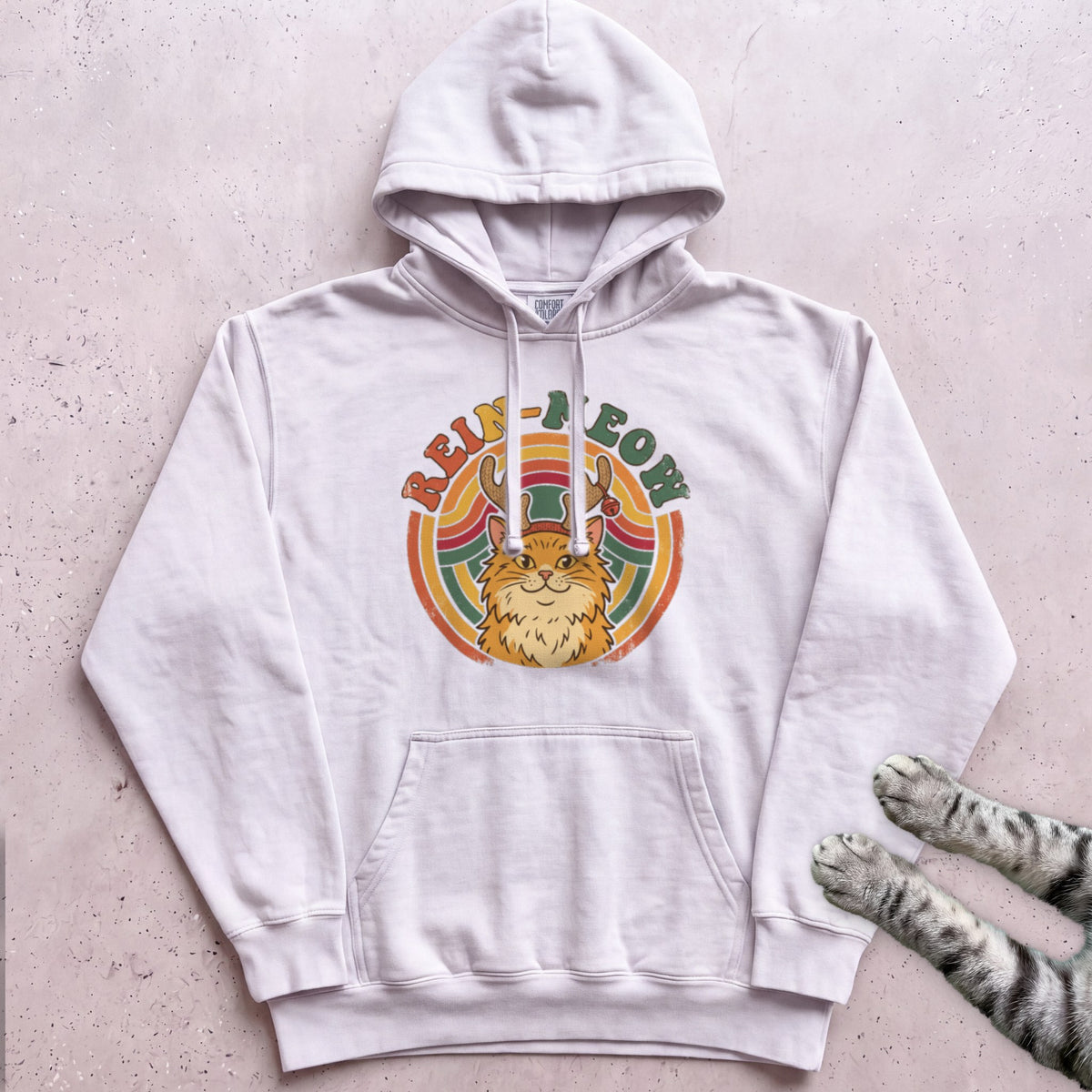 Rein-Meow Cat Hoodie - White
